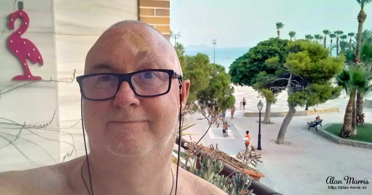 Alan Morris on his apartment balcony in Los Alcazares.